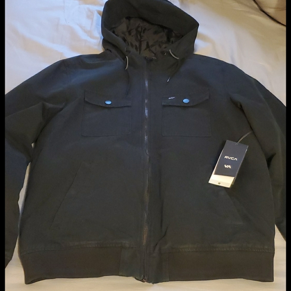 Mens Rvca Hooded Bomber Jacket